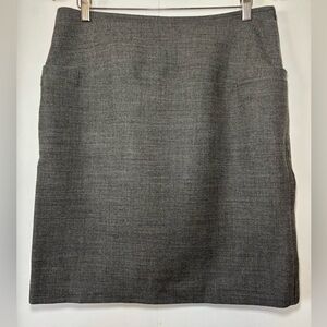 Lacoste Women's Wool Blend Pencil Skirt, Gray, Side Zip Slit Detail, Size 8